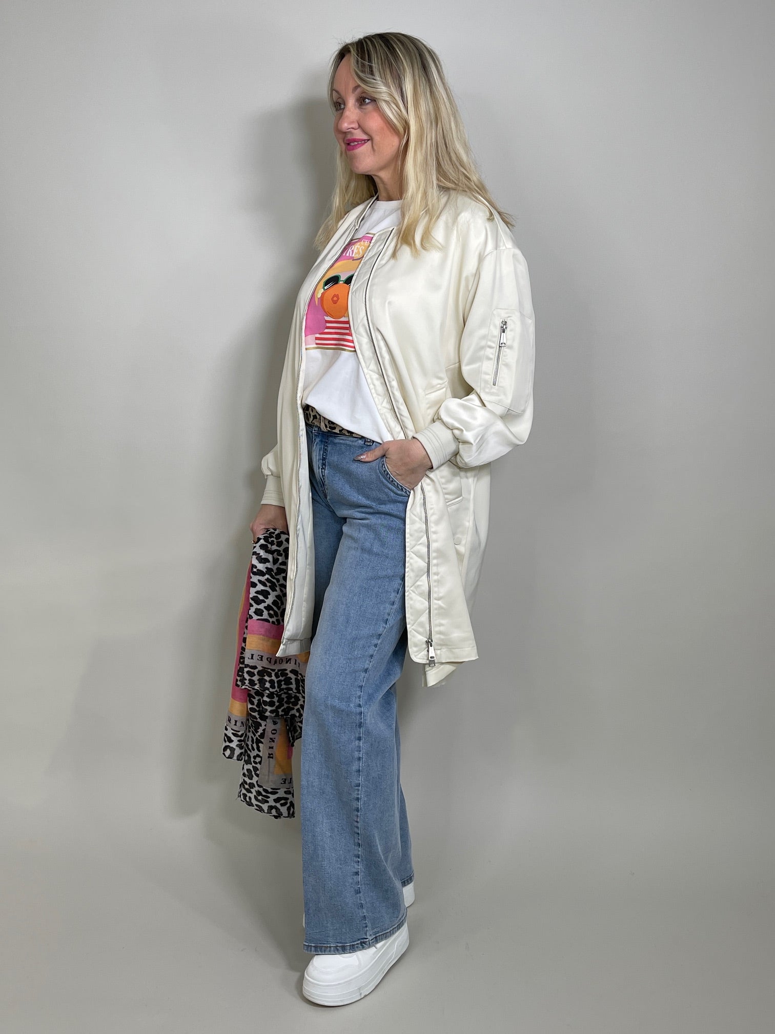 Lange Bomberjacke von Rino&Pelle in Vanille Artikel RP5647