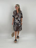 Kleid Kofferstoff Halbarm Muster in Braun/Beige Artikel 6183