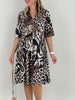 Kleid Kofferstoff Halbarm Muster in Braun/Beige Artikel 6183