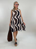 Kleid Kofferstoff Muster in Braun/Beige Artikel 6161