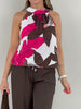 Neckholder Top Kofferstoff Muster in Pink/Mokka Artikel 6162