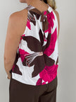 Neckholder Top Kofferstoff Muster in Pink/Mokka Artikel 6162