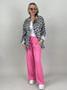 Musselin Bluse Frottee-Details im Leo-Muster