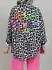 Musselin Bluse Frottee-Details im Leo-Muster