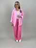 Musselin Bluse Frottee-Details in Rosa