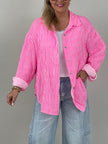 Musselin Bluse Good Vibes in Pink