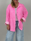 Musselin Bluse Good Vibes in Pink