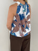 Neckholder Top Kofferstoff Muster in Braun/Blau Artikel 6163