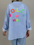 Musselin Bluse Frottee-Details in Hellblau