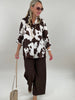 Bluse Satin-Optik gemustert in Mokka/Creme Artikel 6171