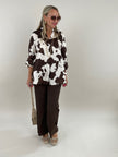 Bluse Satin-Optik gemustert in Mokka/Creme Artikel 6171