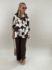 Bluse Satin-Optik gemustert in Mokka/Creme Artikel 6171