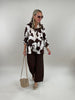 Bluse Satin-Optik gemustert in Mokka/Creme Artikel 6171