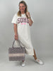 Kleid Soho in Beige/Neonpink