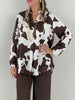 Bluse Satin-Optik gemustert in Mokka/Creme Artikel 6171