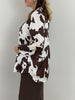 Bluse Satin-Optik gemustert in Mokka/Creme Artikel 6171