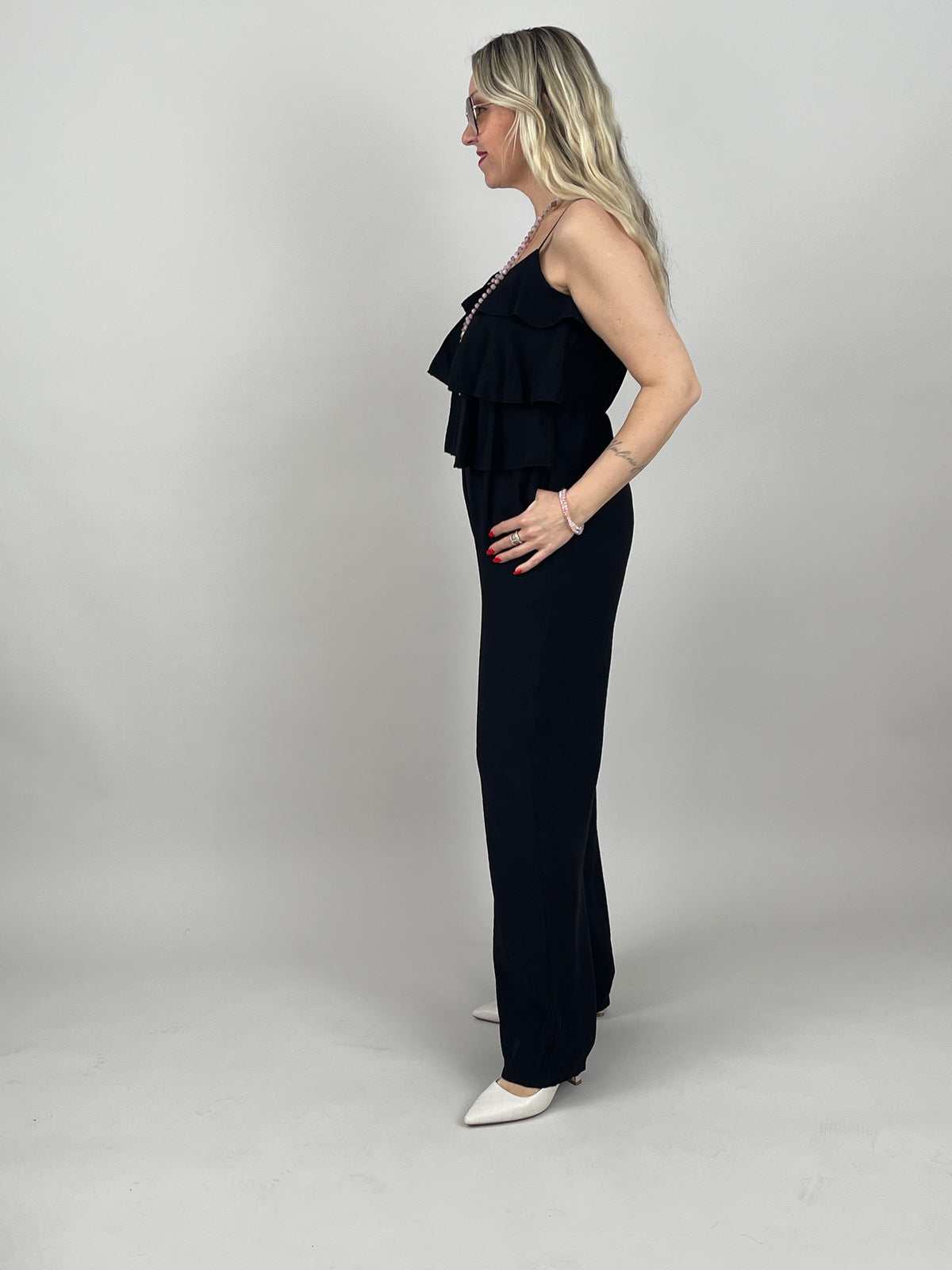 Jumpsuit Volants in Schwarz