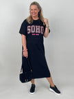 Kleid Soho in Schwarz/Neonpink