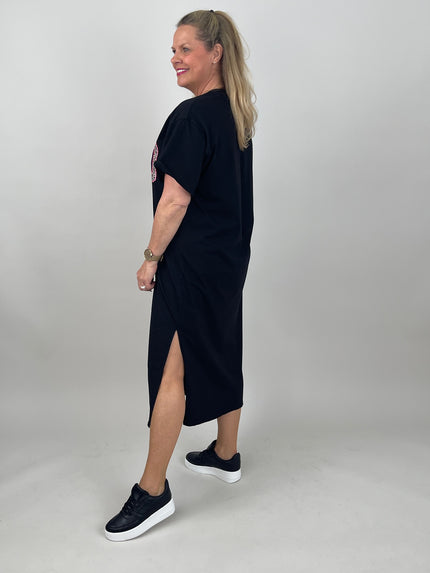 Kleid Soho in Schwarz/Neonpink