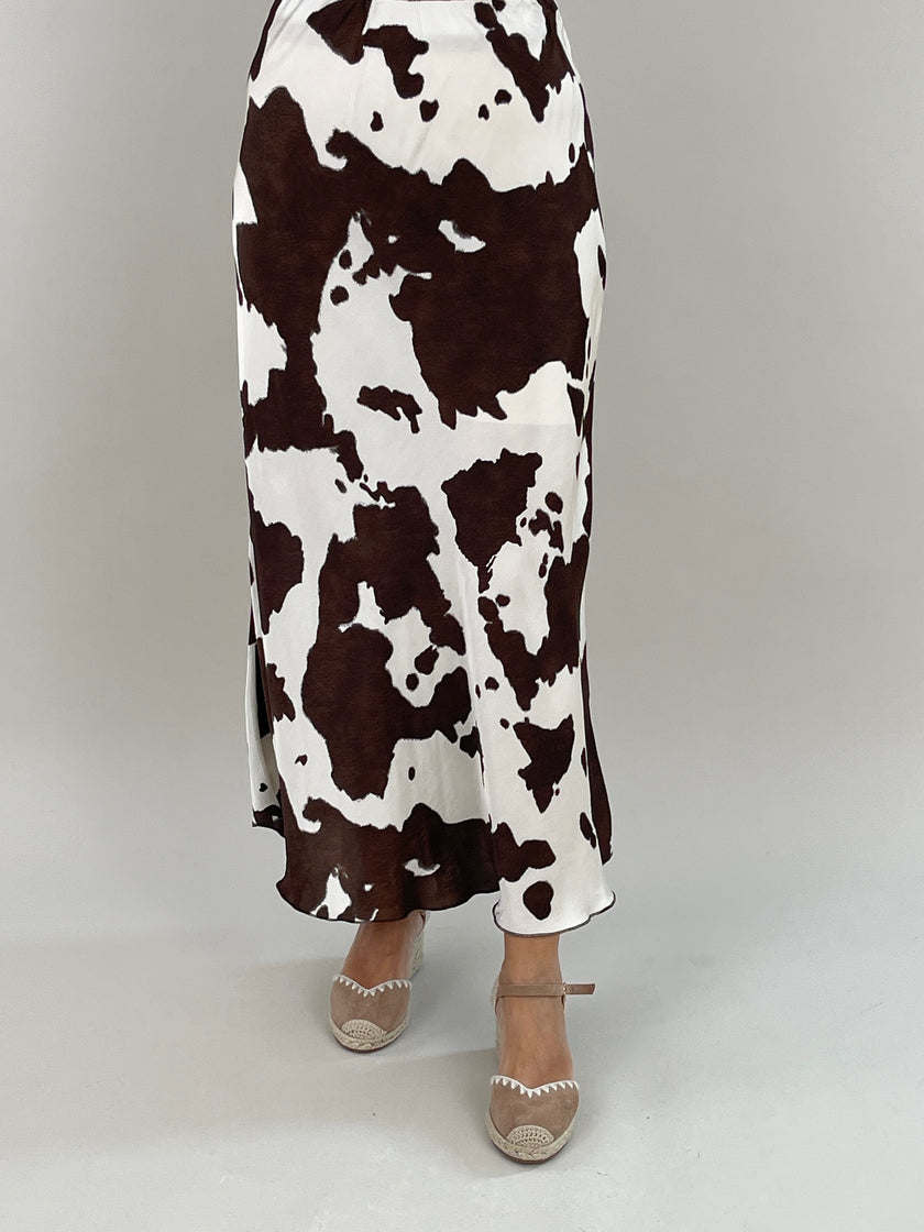 Rock in Satin-Optik Muster in Mokka/Creme Artikel 6172