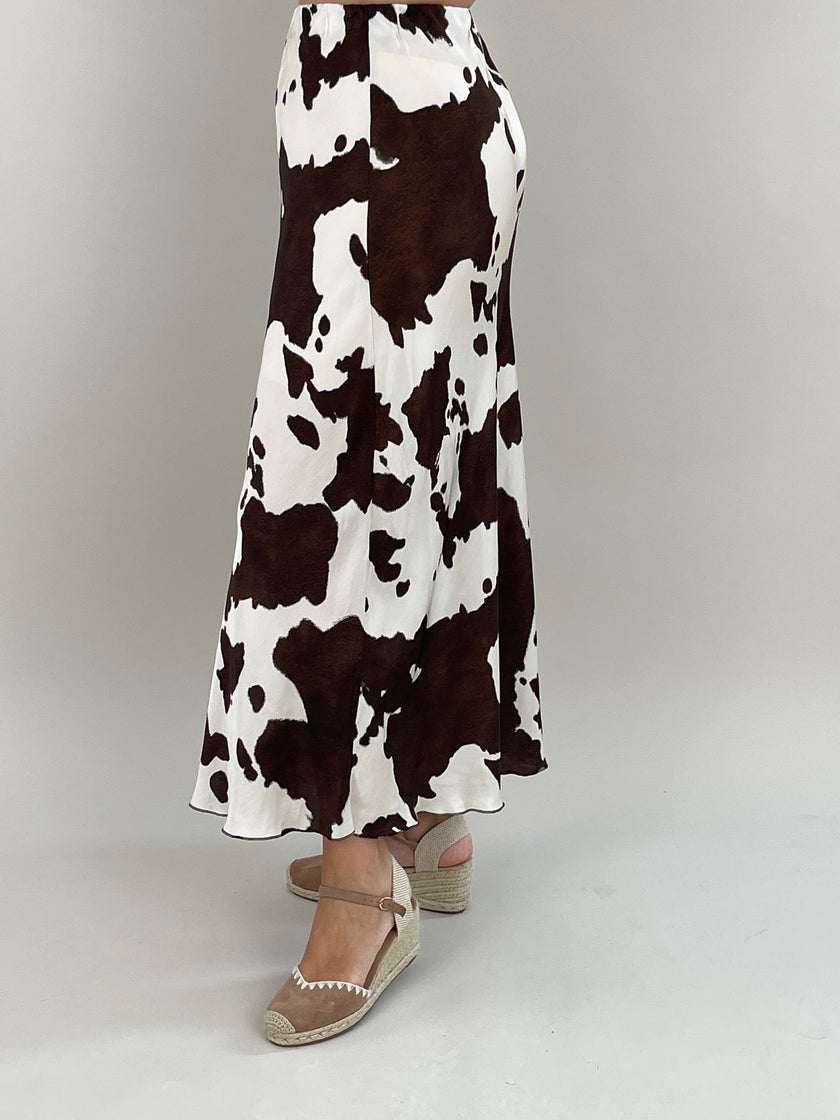 Rock in Satin-Optik Muster in Mokka/Creme Artikel 6172