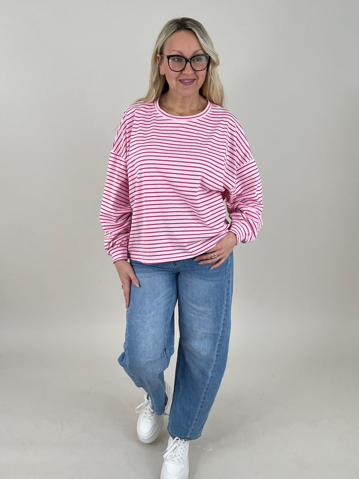 Sweatshirt Streifen in Pink/Rosa