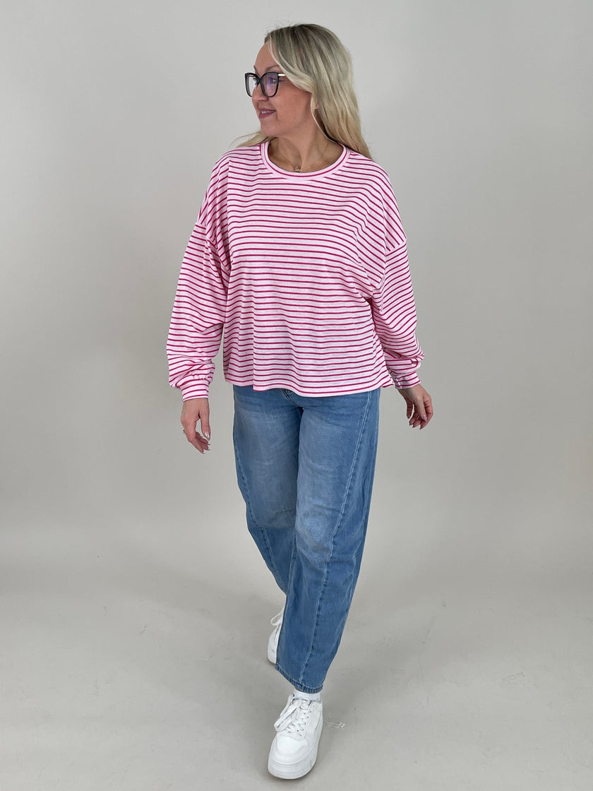 Sweatshirt Streifen in Pink/Rosa Art. 6748