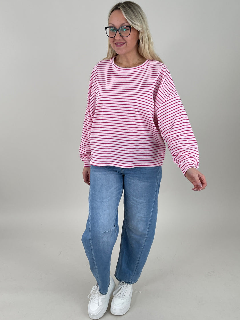Sweatshirt Streifen in Pink/Rosa Art. 6748