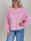 Sweatshirt Streifen in Pink/Rosa Art. 6748