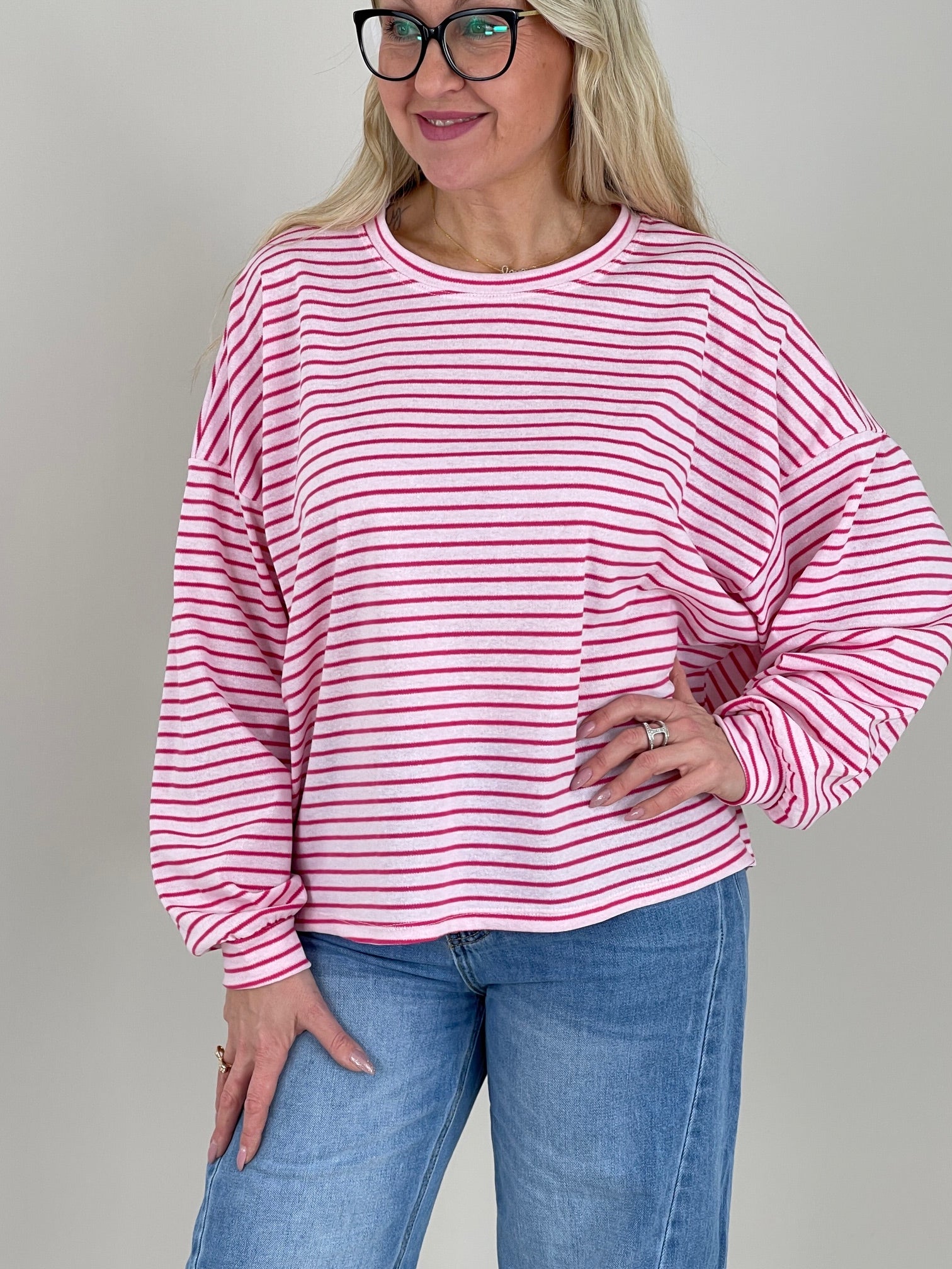 Sweatshirt Streifen in Pink/Rosa Art. 6748
