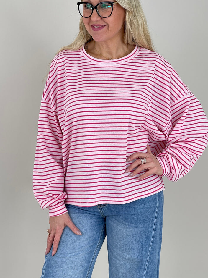 Sweatshirt Streifen in Pink/Rosa