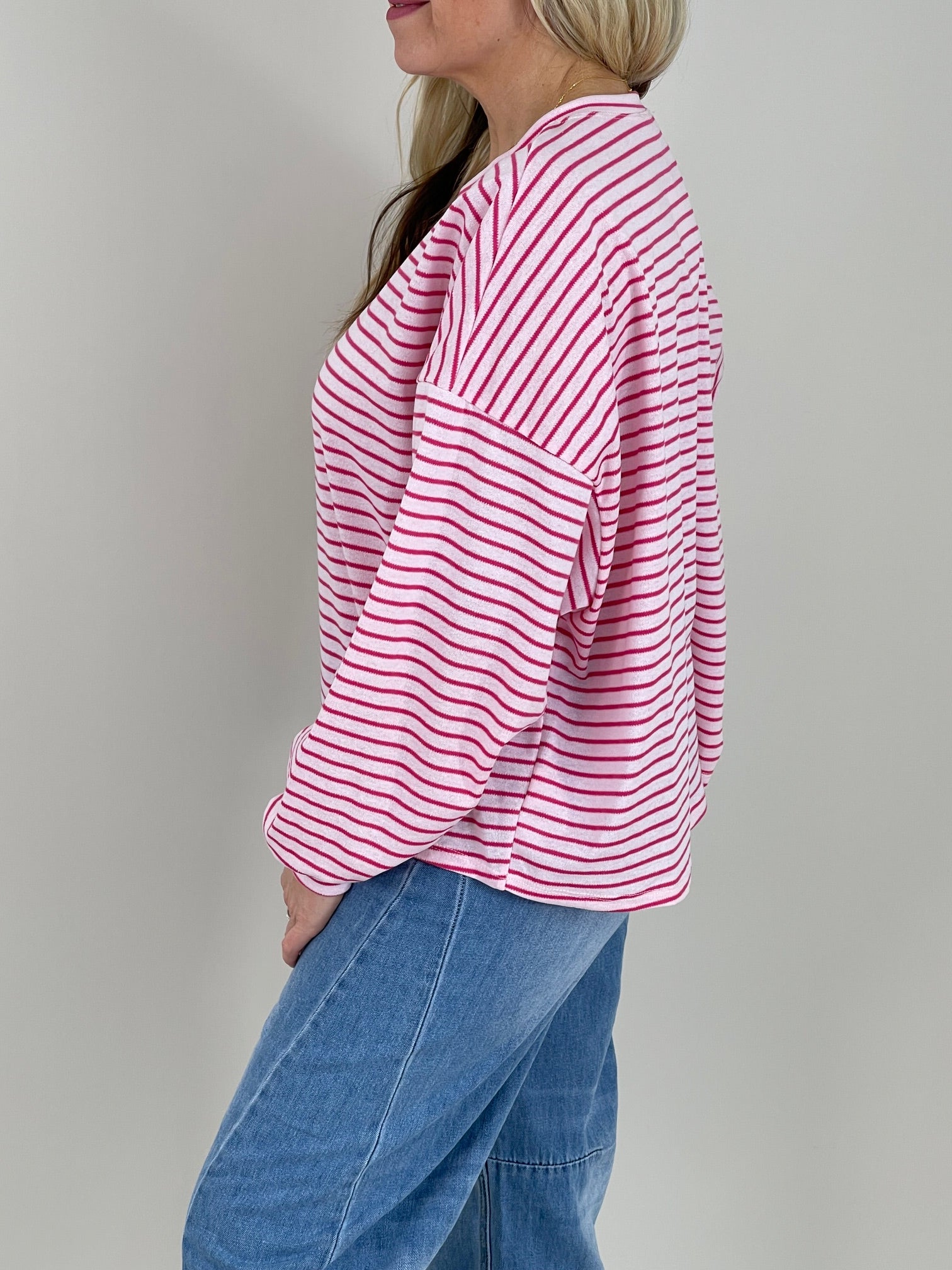 Sweatshirt Streifen in Pink/Rosa Art. 6748