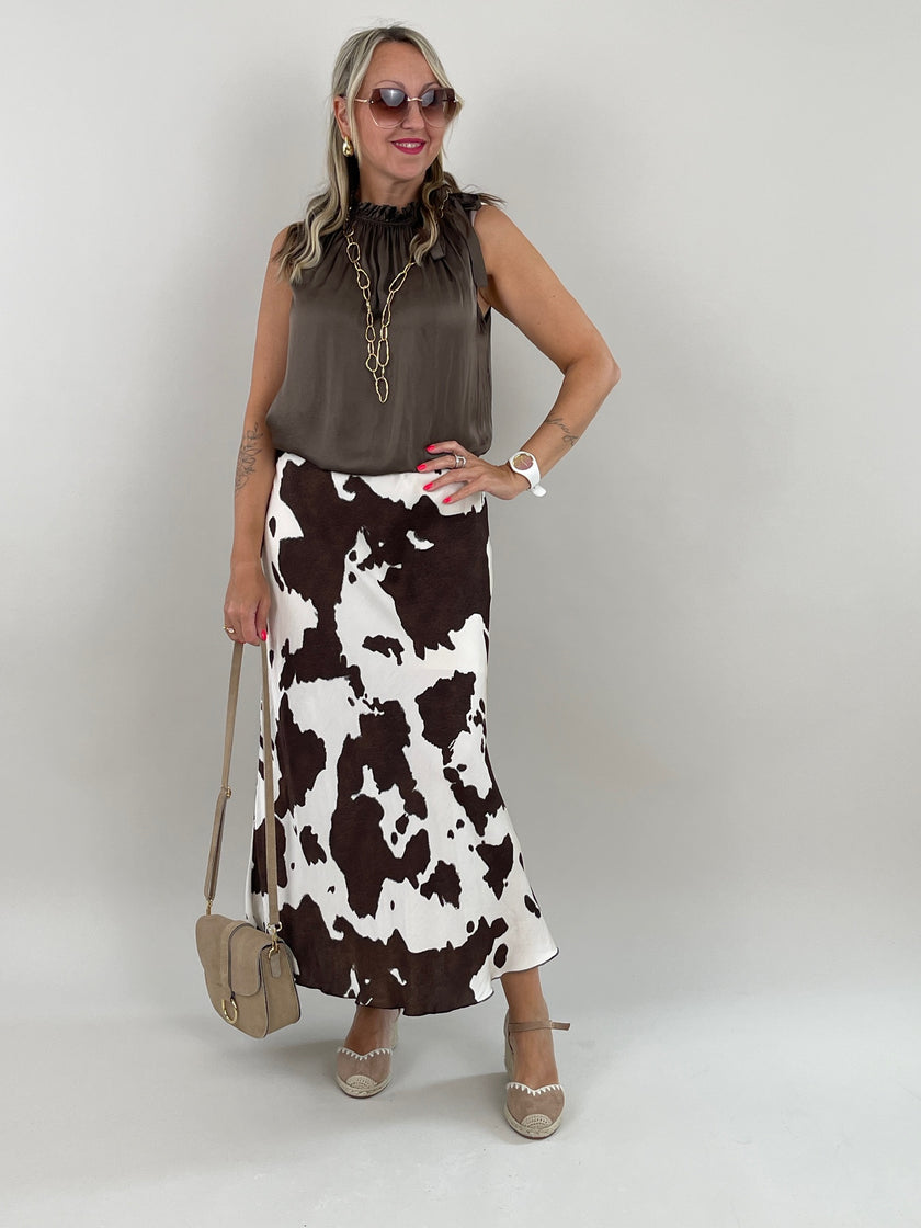 Top Satin-Optik mit Schleife in Braun Artikel 6174