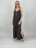 Kleid Satin-Ausschnitt in Mokka