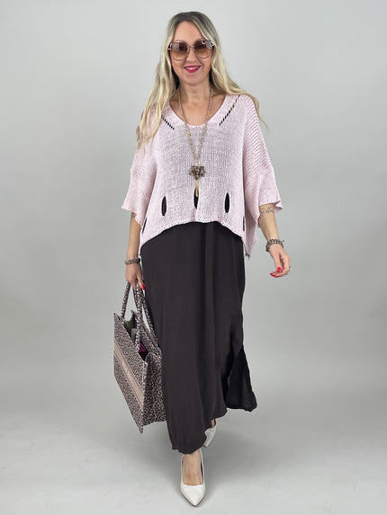 Kleid Satin-Ausschnitt in Mokka