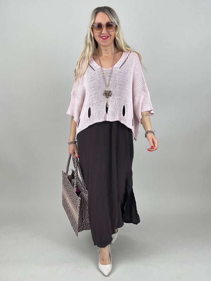 Kleid Satin-Ausschnitt in Mokka