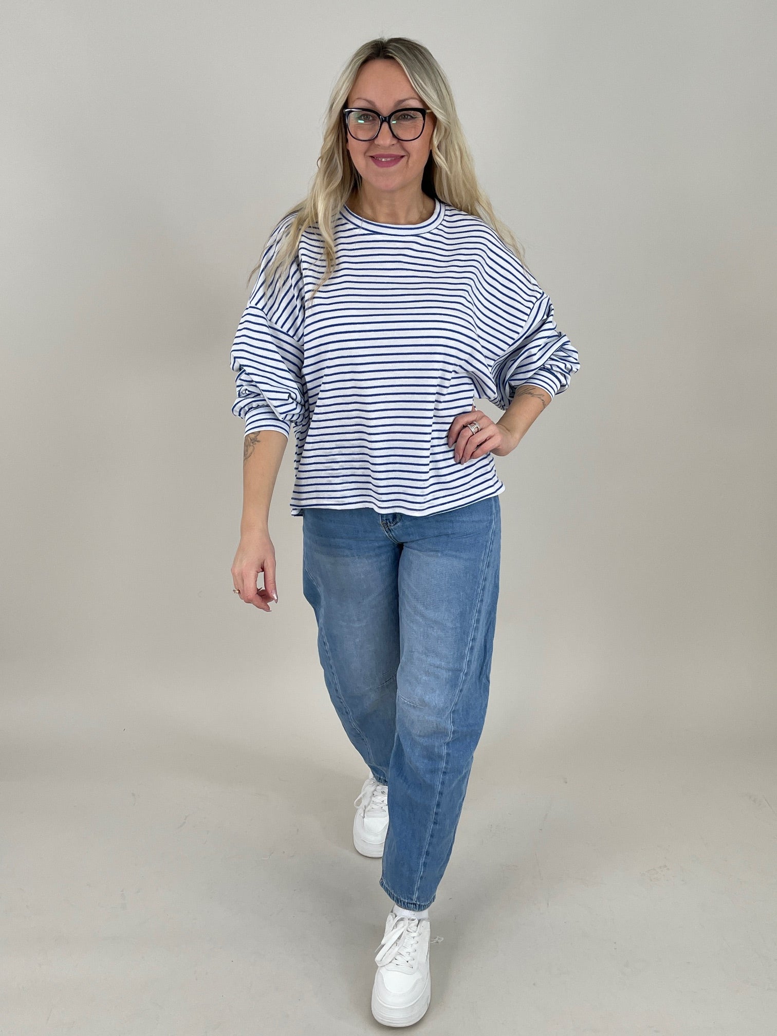 Sweatshirt Streifen in Blau/Weiß Art. 6749
