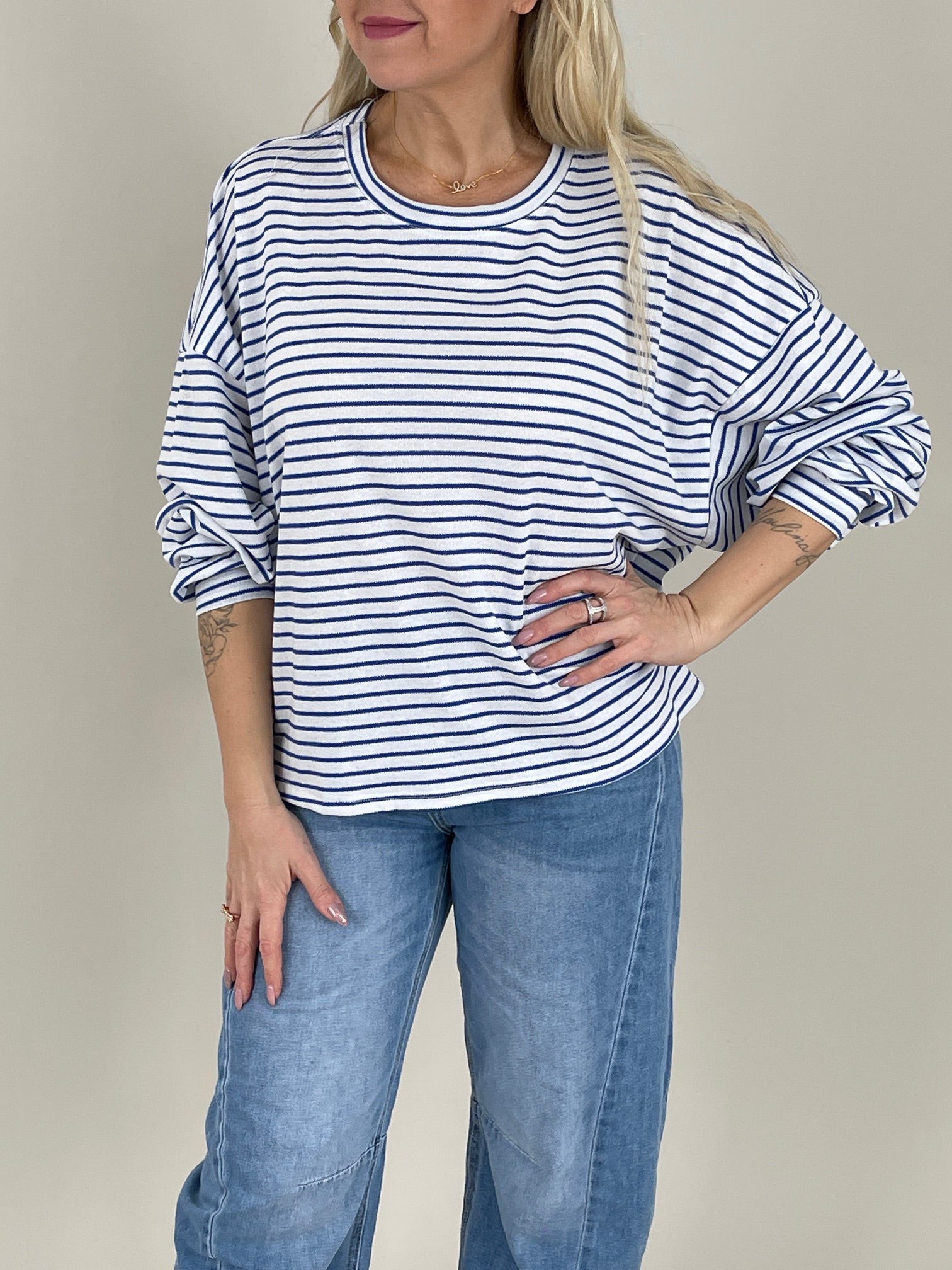 Sweatshirt Streifen in Blau/Weiß Art. 6749