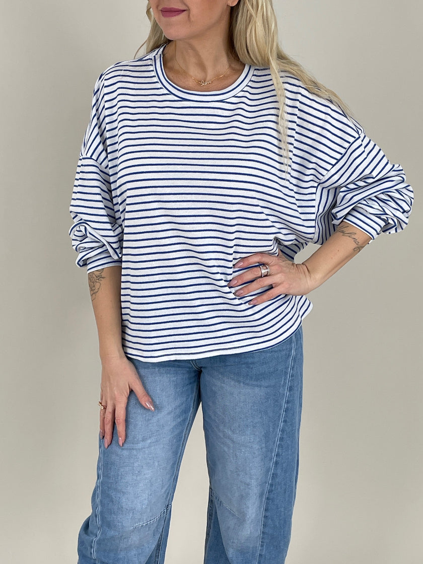 Sweatshirt Streifen in Blau/Weiß Art. 6749