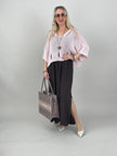 Kleid Satin-Ausschnitt in Mokka