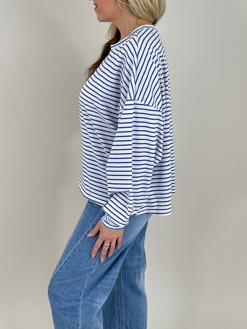 Sweatshirt Streifen in Blau/Weiß Art. 6749