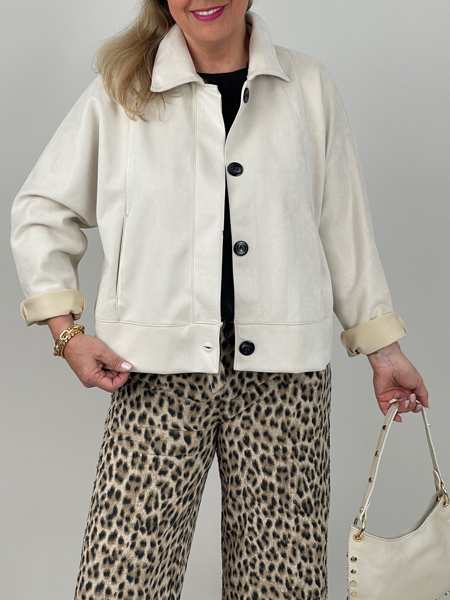 Jacke Velours in Beige