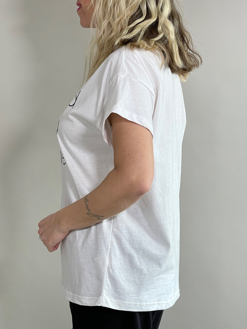 T-Shirt mit Schriftzug in Weiß Artikel 5675