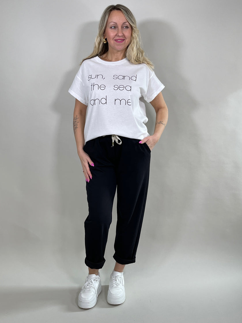 T-Shirt mit Schriftzug in Weiß Artikel 5675