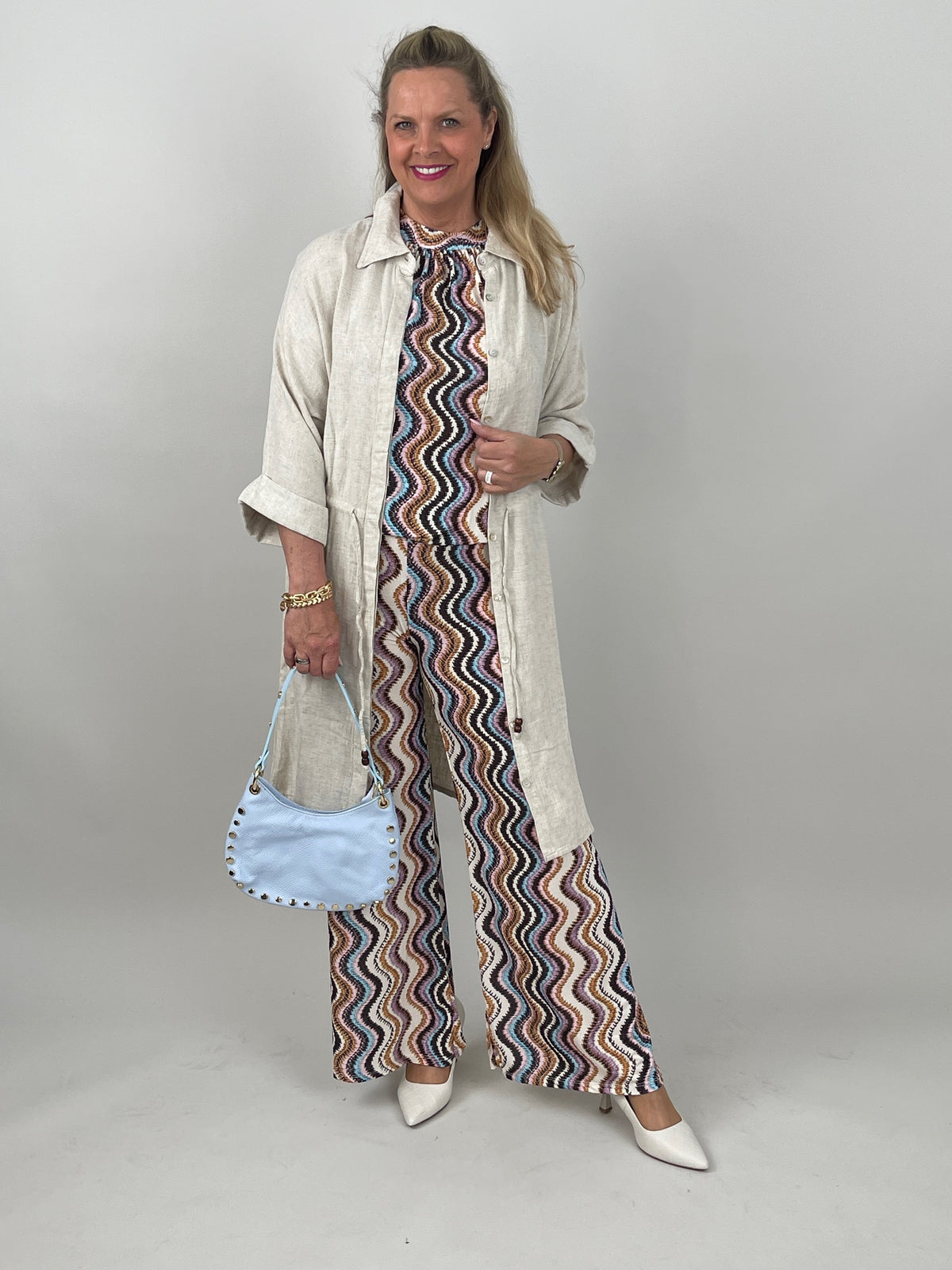 Neckholder Top Kofferstoff Wellenmuster