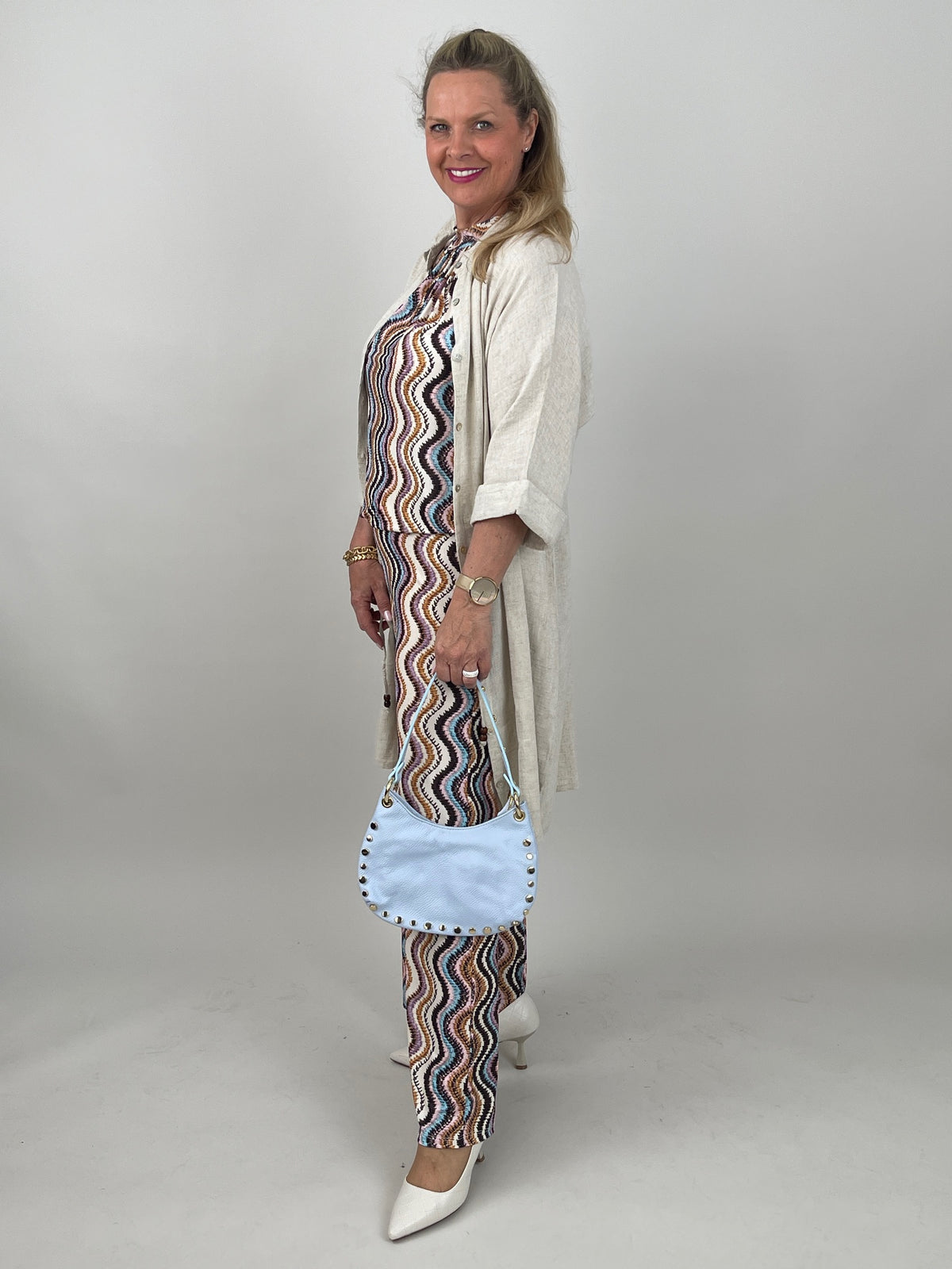 Neckholder Top Kofferstoff Wellenmuster