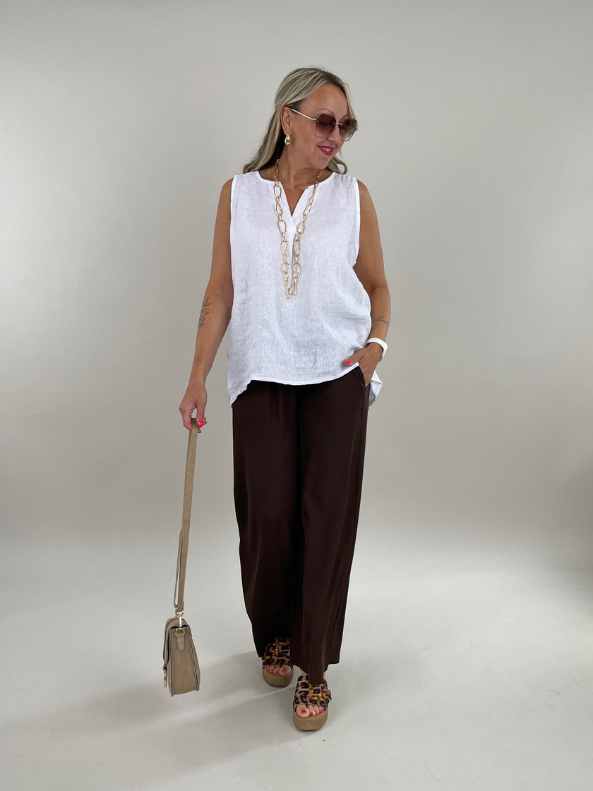 Top Leinen Uni in Weiß Artikel 6182