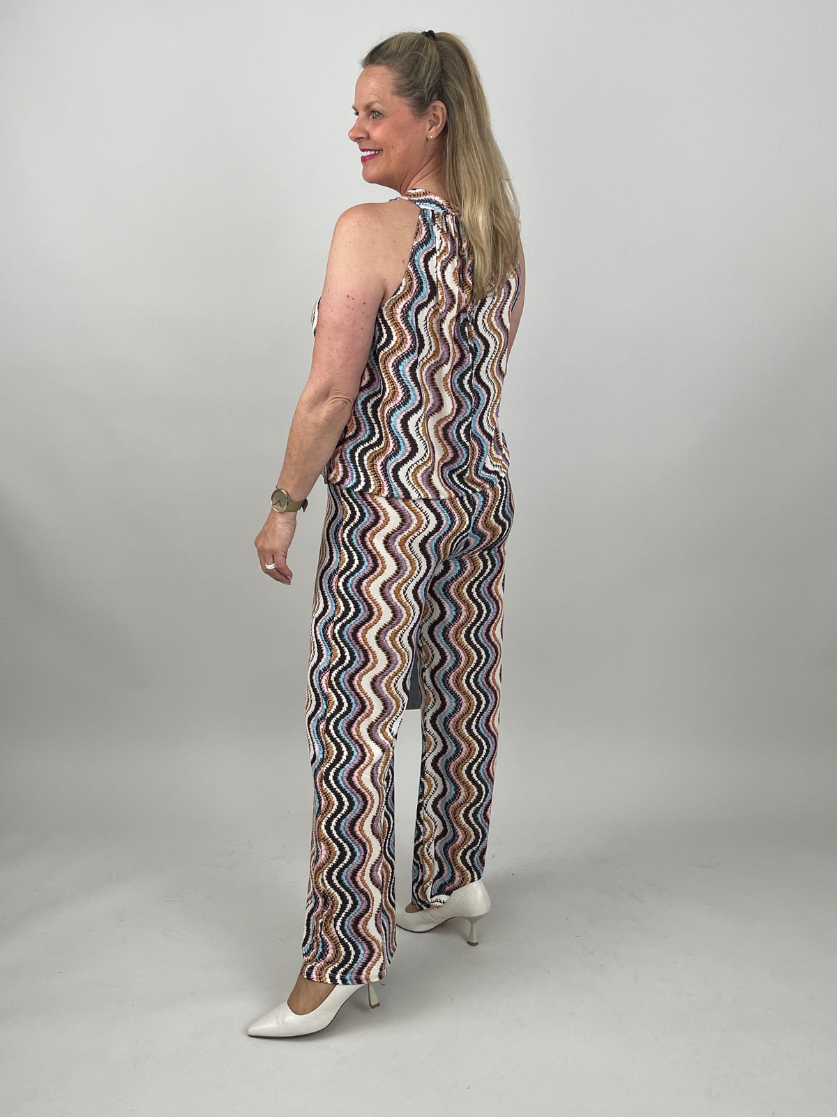 Neckholder Top Kofferstoff Wellenmuster