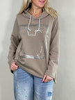 Hoodie mit Aufdruck und Steinchen in versch. Farben Artikel 5599