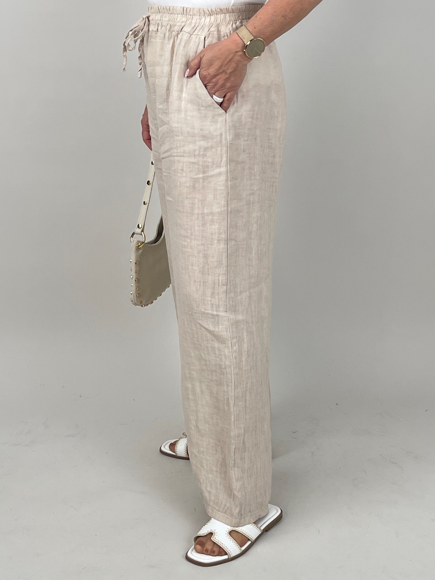 2-Teiler Leinen in Beige